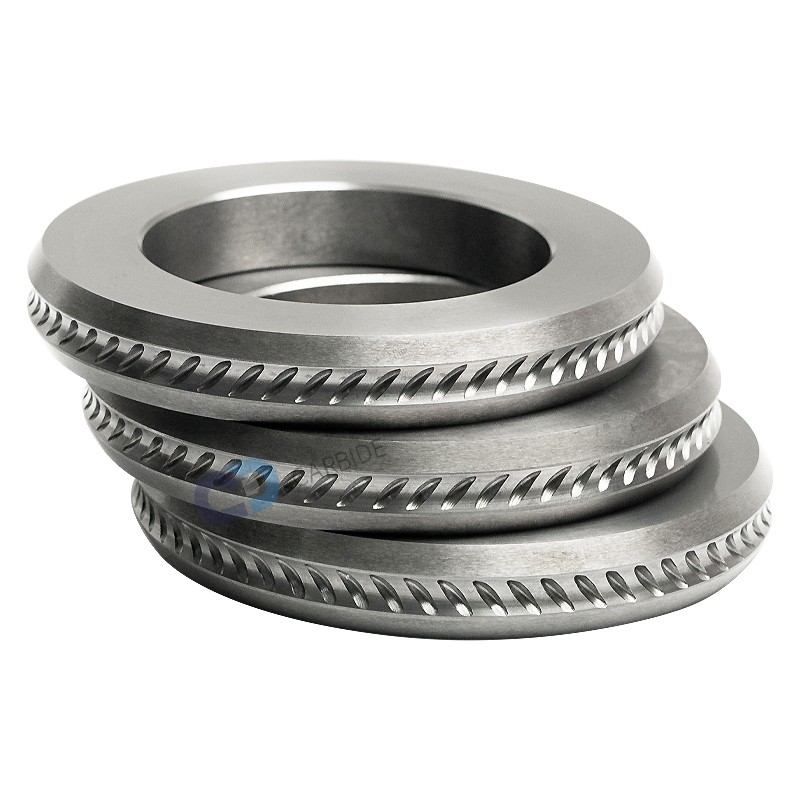 Custom YG15 140*90*20mm PR Tungsten Carbide Spiral Ribbed Rolling Rings for steel wire