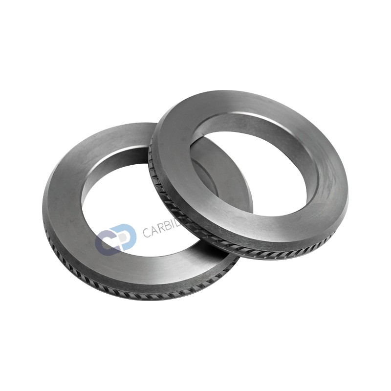 Custom YG15 140*90*20mm PR Tungsten Carbide Spiral Ribbed Rolling Rings for steel wire