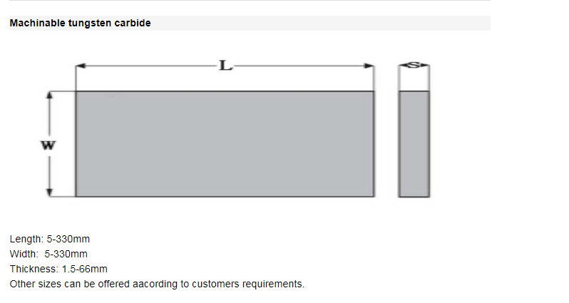 K10 Cemented Tungsten Carbide Wear Flat Square Bar Strip cutting tools
