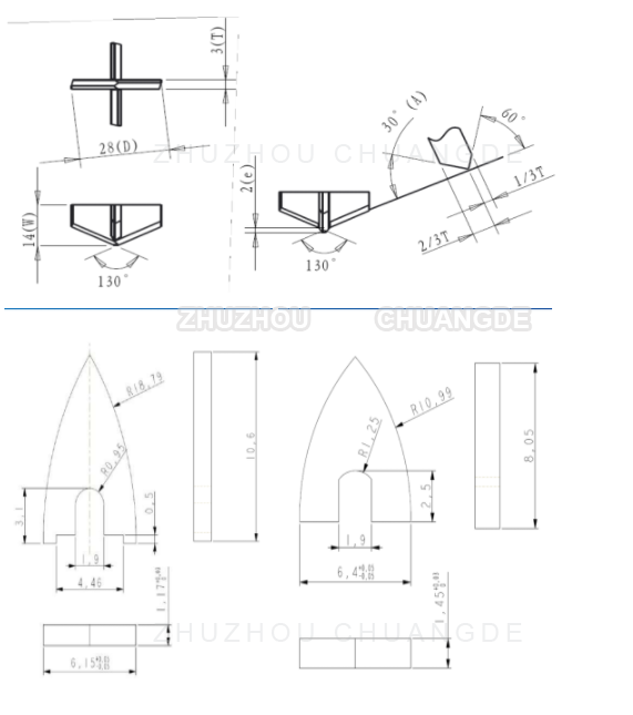 k10 cemented carbide cross tipped drill bit tips for SDS Plus